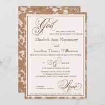 Dentelle d'automne Faire-part de mariage religieus