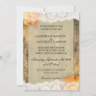 Dentelle d'automne Faire-part de mariage rustique