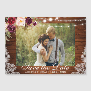 Dentelle de bois rustique Magnétique florale Enreg