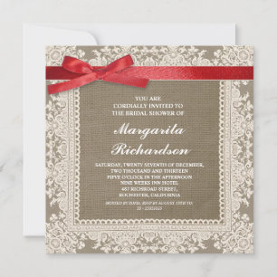 dentelle de burlap et invitations de douches nupti