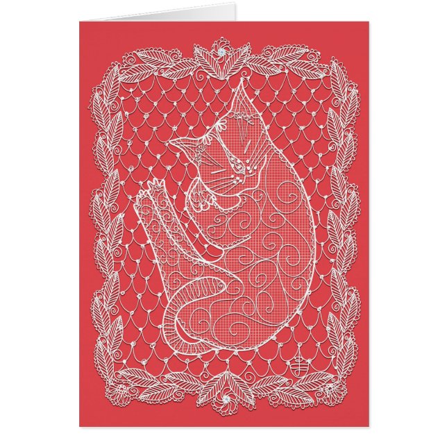 Dentelle de chat couché (couleur pastèque, blanc) (Devant)