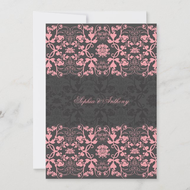 Dentelle de Damask Swils Faire-part de mariage 2 (Devant)