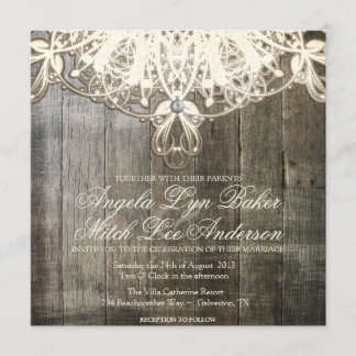 Dentelle de pays et faire-part de mariage rustique