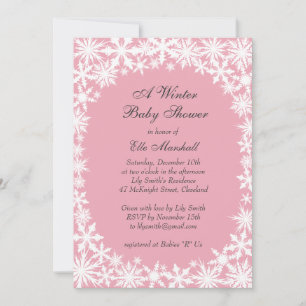 Dentelle d'hiver Baby shower rose Invitation