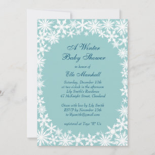 Dentelle d'hiver Turquoise Baby shower Invitation