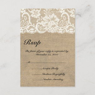 Dentelle d'ivoire et Burlap chaud Mariage carte RS