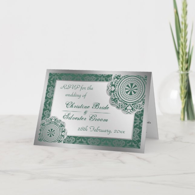 Dentelle d'or arabesque, carte RSVP (Devant)