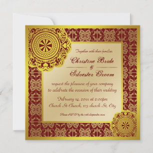 Dentelle d'or arabesque, invitation de mariage 5.2