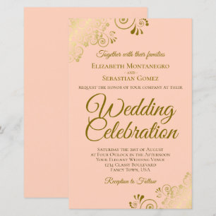 Dentelle d'or sur le Faire-part de mariage du budg