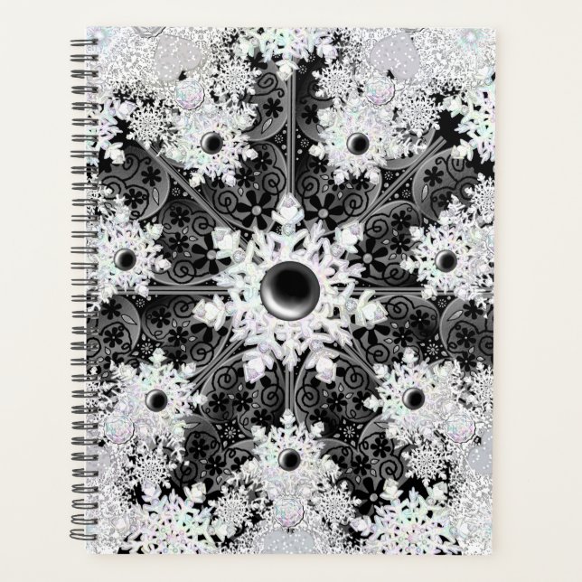 Dentelle en céramique noir & flocon de neige (Devant)