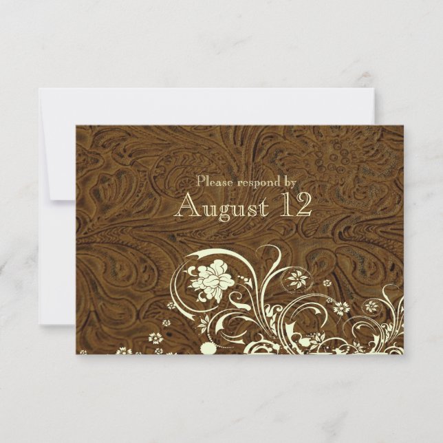 Dentelle en cuir Brown foncé RSVP avec enveloppes (Devant)