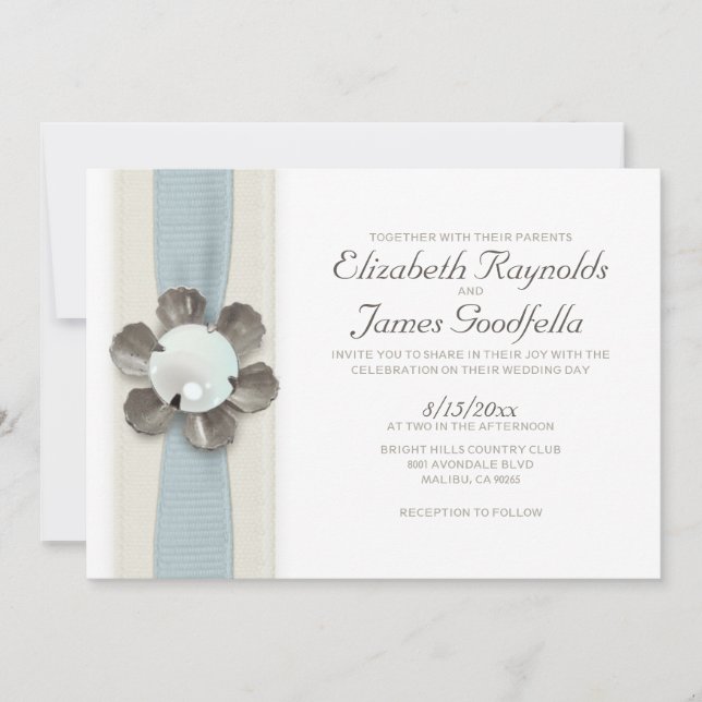 Dentelle et perles épousant des invitations (Devant)