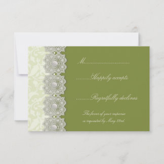Dentelle et perles Moss mariage vert RSVP