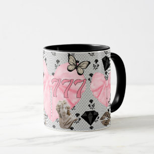 Dentelle féminine noire rose 777 Leopard Mug