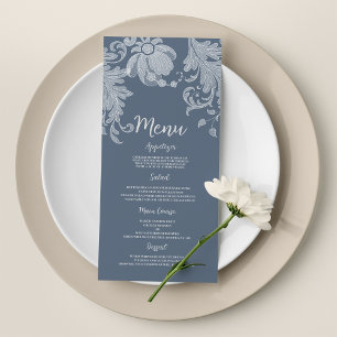 Dentelle florale bleu mauve simple Menu Mariage