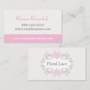 Dentelle florale rose sur les vagues Carte de visi