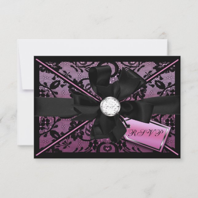 Dentelle florale RSVP avec Bow diamant (Devant)