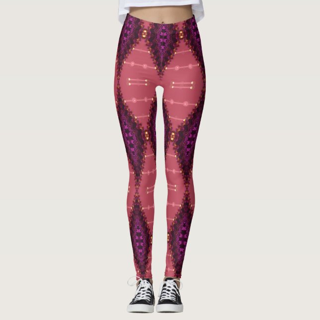 Dentelle fractale Purple+Terre Leggings roses ♥ Ps (Devant)