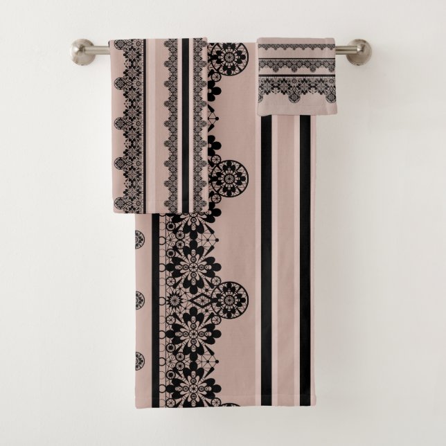 Dentelle noire, ajourée, arrière - plan marron, be (En situation)