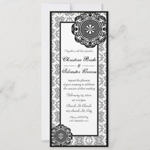 Dentelle noire arabesque, invitation de mariage 4x