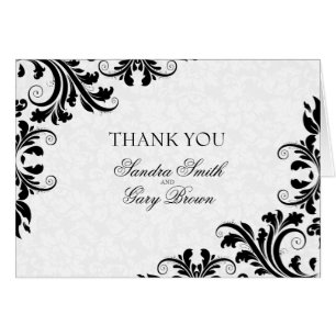 Dentelle noire Blanc Floral Damask