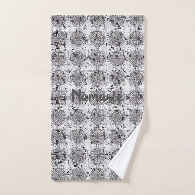 Dentelle noire, blanche et grise en détresse (Serviette à main)