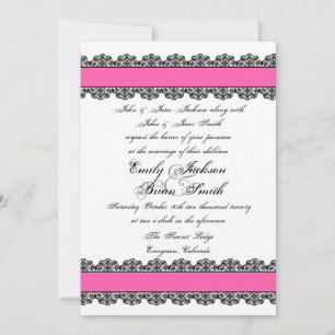 Dentelle noire rose invitations personnalisées mar