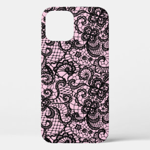 Dentelle Noire Sur coque iphone Coque Rose