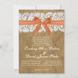 Dentelle orange Faire-part de mariage 5 x 7