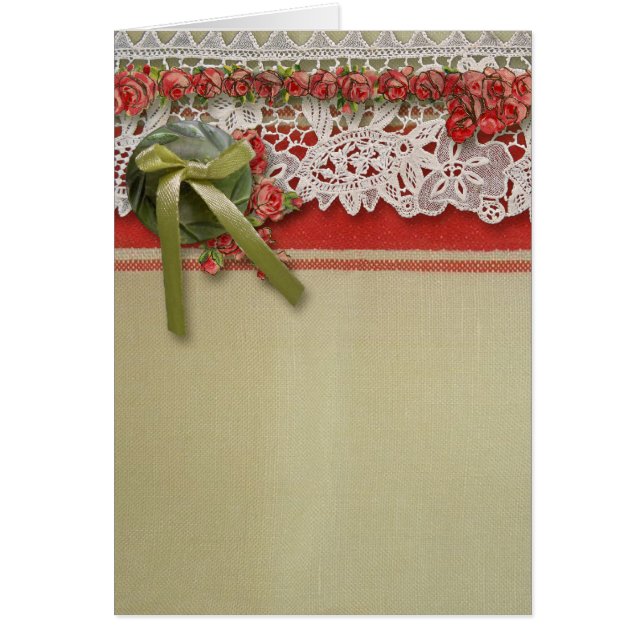Dentelle Rose Antique Rouge Rustique Burlap Victor (Devant)