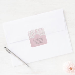 Dentelle rose élégante Enregistrer Stickers Date