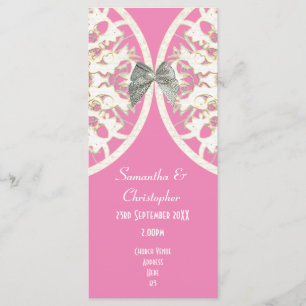 Dentelle rose et blanc damassé programme de mariag