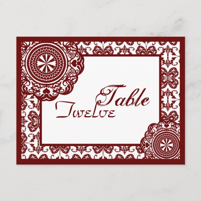Dentelle rouge arabesque, carte postale (Devant)