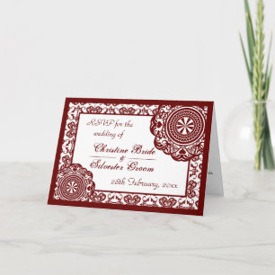 Dentelle rouge arabesque, carte RSVP