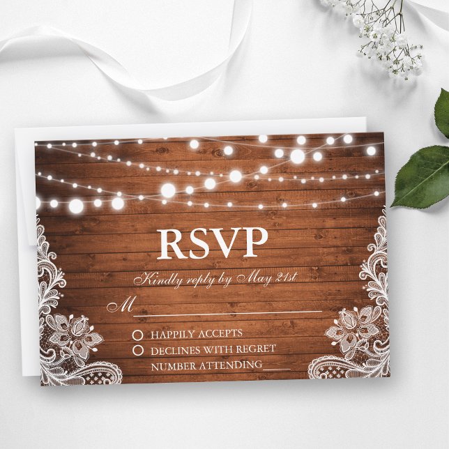 Dentelle RSVP Russe Mariage (Customize to change text size, text style or to add more text to back of card.)