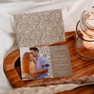 Dentelle rustique et Faire-part de mariage photo K