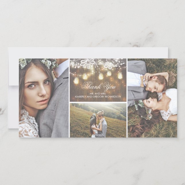 Dentelle rustique et jarre Mason éclairent Merci M (Devant)