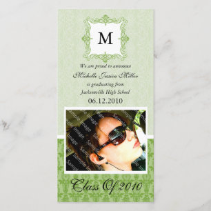 Dentelle verte Damas Carte photo de graduation ini