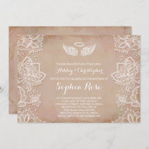 Dentelle Vintage rose Invitation religieuse