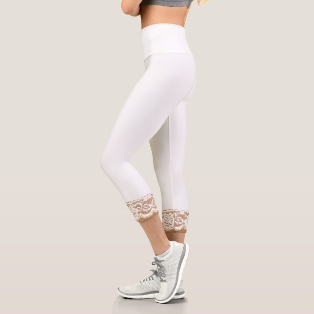 Dentelles blanches Jolies Leggings Capri (Gauche)