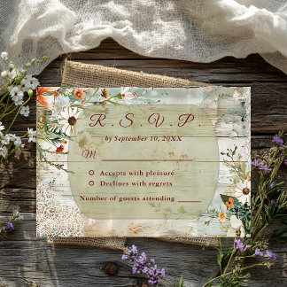 Dentelles et marguerites vintages Carte RSVP de ma
