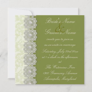 Dentelles et perles Moss Green Faire-part de maria
