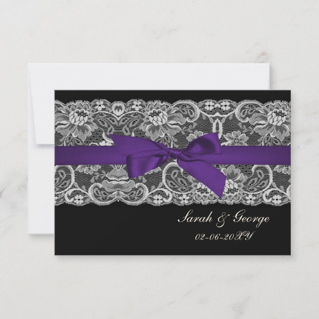 Dentelles et ruban violet noir 3,5 x 5 rsvp (Devant)