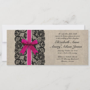 Dentelles noires et roses et Faire-part de mariage