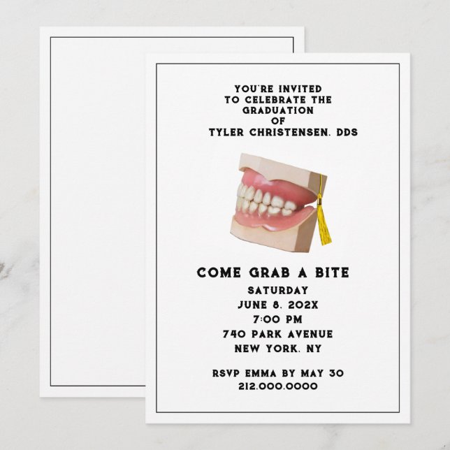 Dentist Dental School Graduation Party Invitation (Devant / Derrière)