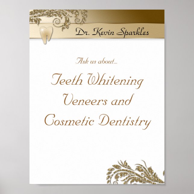 Dentist Poster Tooth Logo Or Parties scintillant F (Devant)