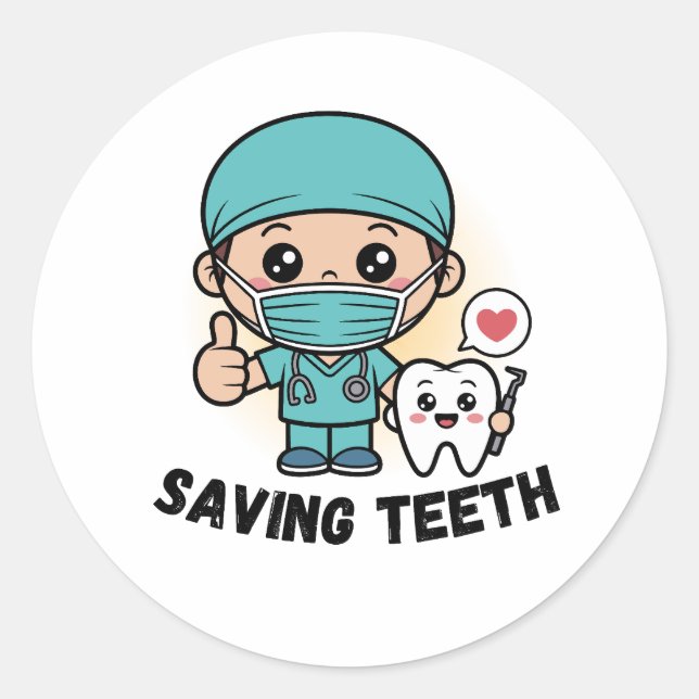DENTISTE DRÔLE  : AUTOCOLLANT POUR SAUVER LES DENT (Devant)