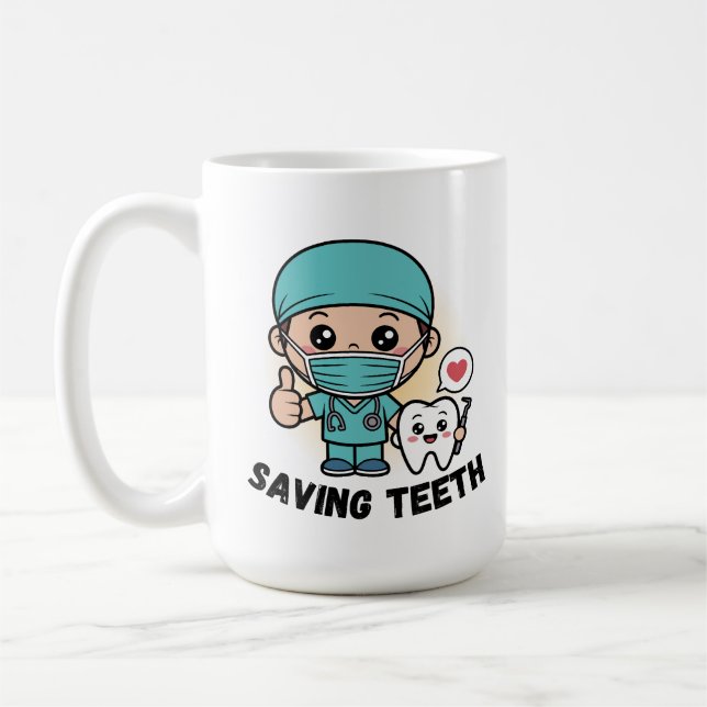 DENTISTE DRÔLE : TASSE ÉPARGNANT LES DENTS (Gauche)
