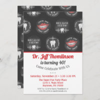 Dentiste Invitation Anniversaire Chalk Dental Part