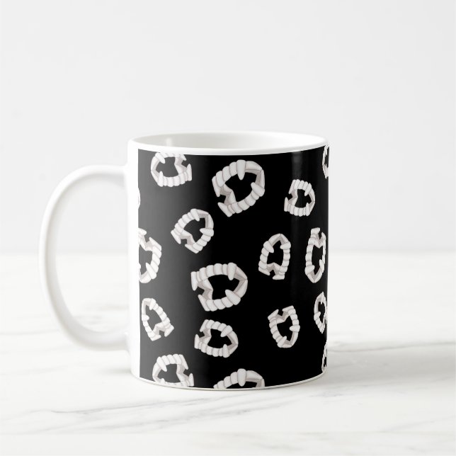 Dents Vampire en plastique - Mug de café noir (Gauche)